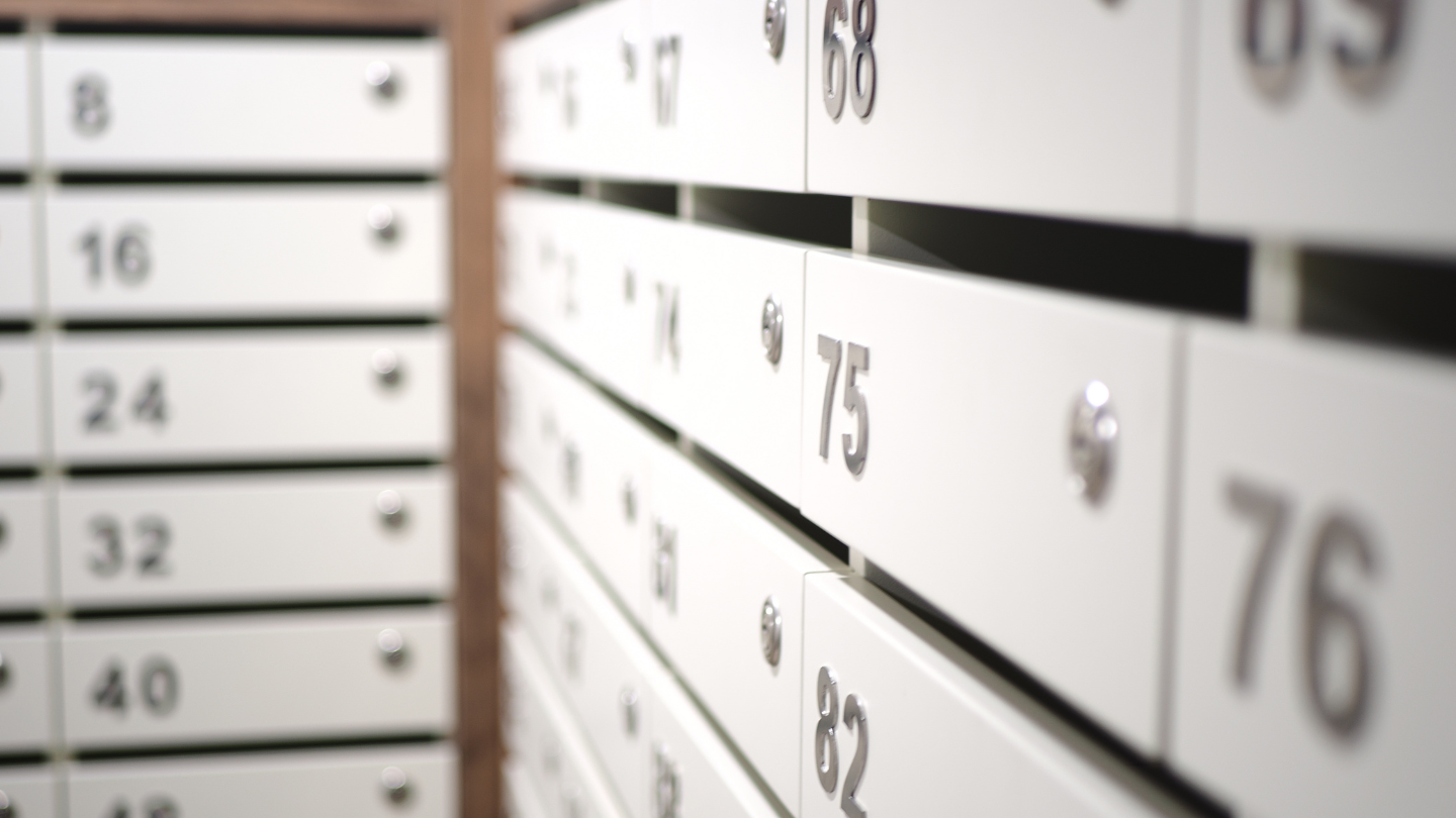Resident mailbox bank in a BC rental building tracked under Sentinel oversight